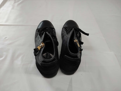 LOUIS VUITTON Monogram Leather High-Top Sneakers in Black, Size 37