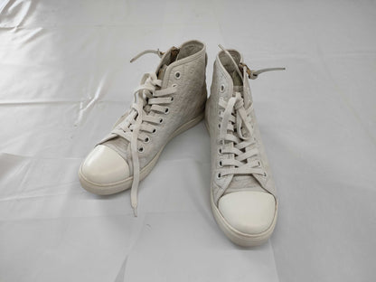 LOUIS VUITTON Monogram Leather High-Top Sneakers White Size 35.5