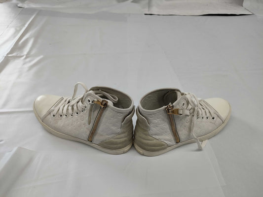 LOUIS VUITTON Monogram Leather High-Top Sneakers White Size 35.5