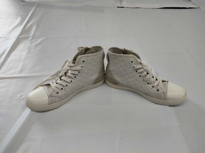 LOUIS VUITTON Monogram Leather High-Top Sneakers White Size 35.5