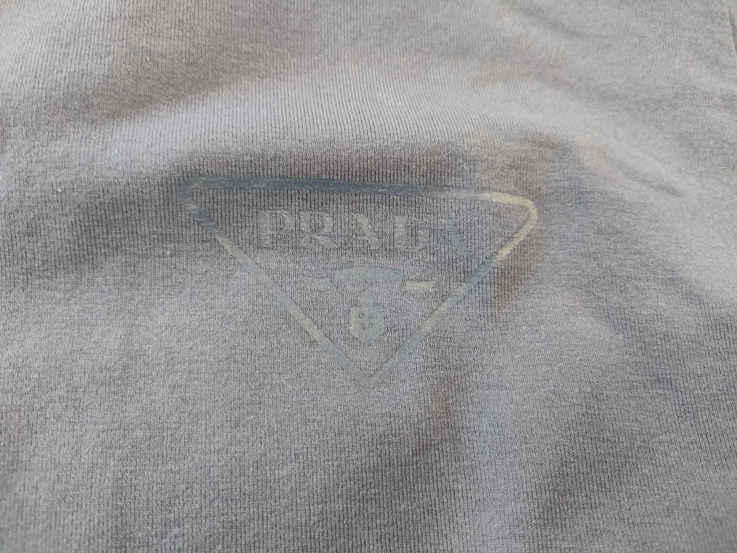 PRADA NFC Readable Triangle Logo Nylon T-Shirt, Size L