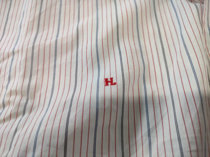 HERMES Logo Embroidered Striped Shirt Size 42
