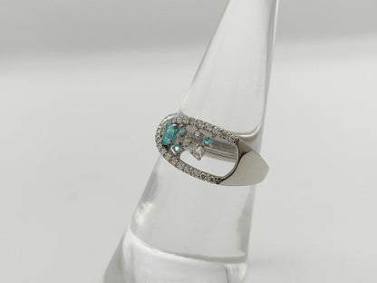 Paraiba tourmaline 0.12ct/0.05ct D0.21ct PT900 4.8g ring 