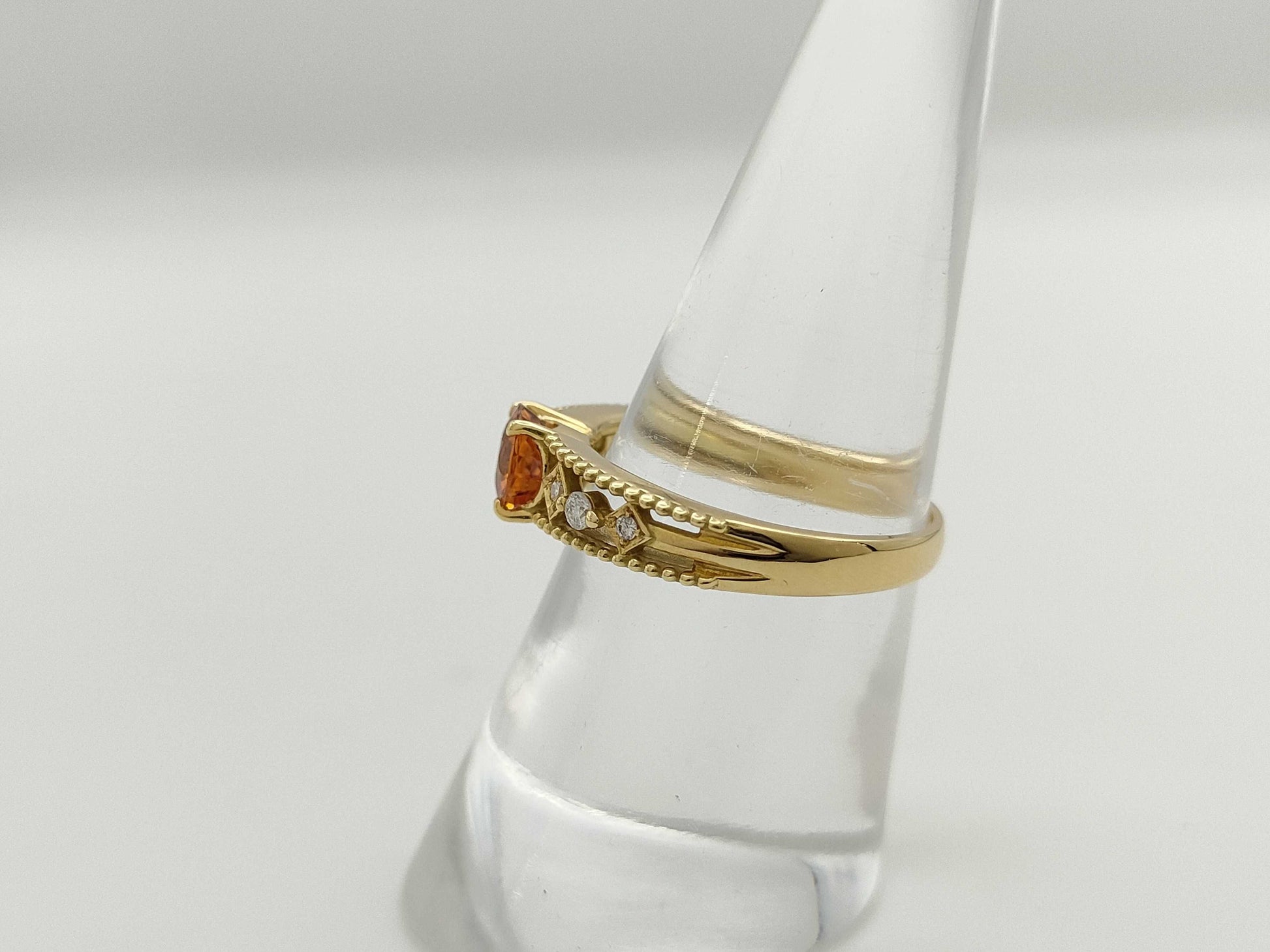 Colored Stone 0.90ct D0.07ct K18 3.6g Ring 