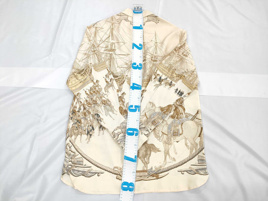 HERMES Silk Scarf Pattern Shirt Size 38