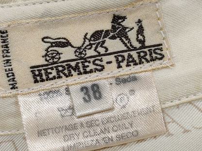 HERMES Silk Scarf Pattern Shirt Size 38