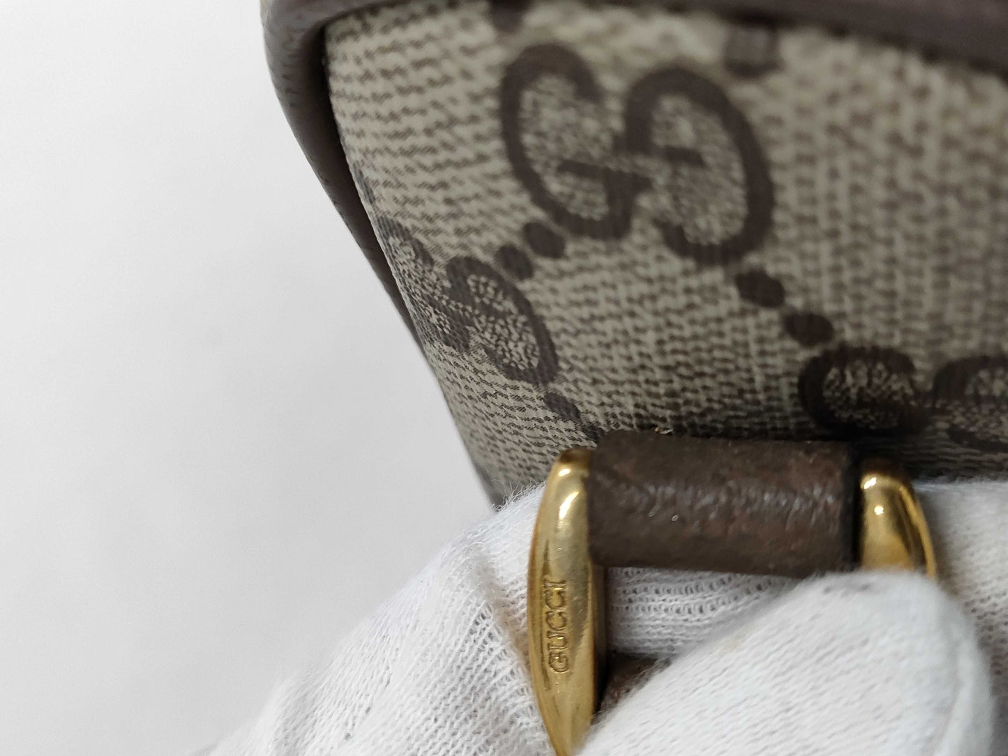 GUCCI Sherry Line GG Supreme PVC x Leather Shoulder Bag