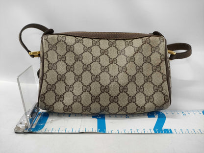 GUCCI Sherry Line GG Supreme PVC x Leather Shoulder Bag