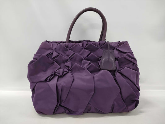 PRADA Tessuto Nylon Handbag Tote Bag Women's Purple Bag
