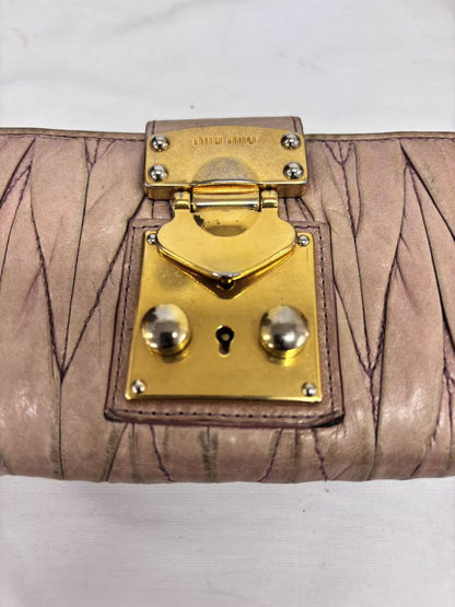 Miu Miu MIUMIU Pink Leather Long Wallet