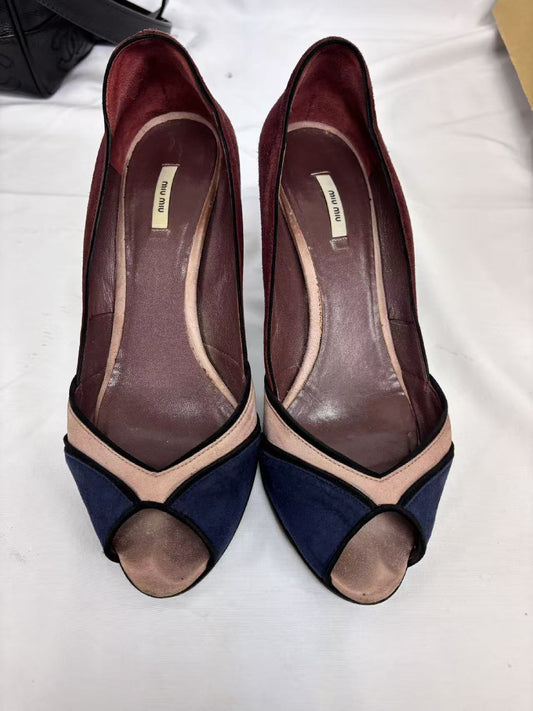 Miu Miu MIUMIU Open-Toe Mid-Heel Pumps 
