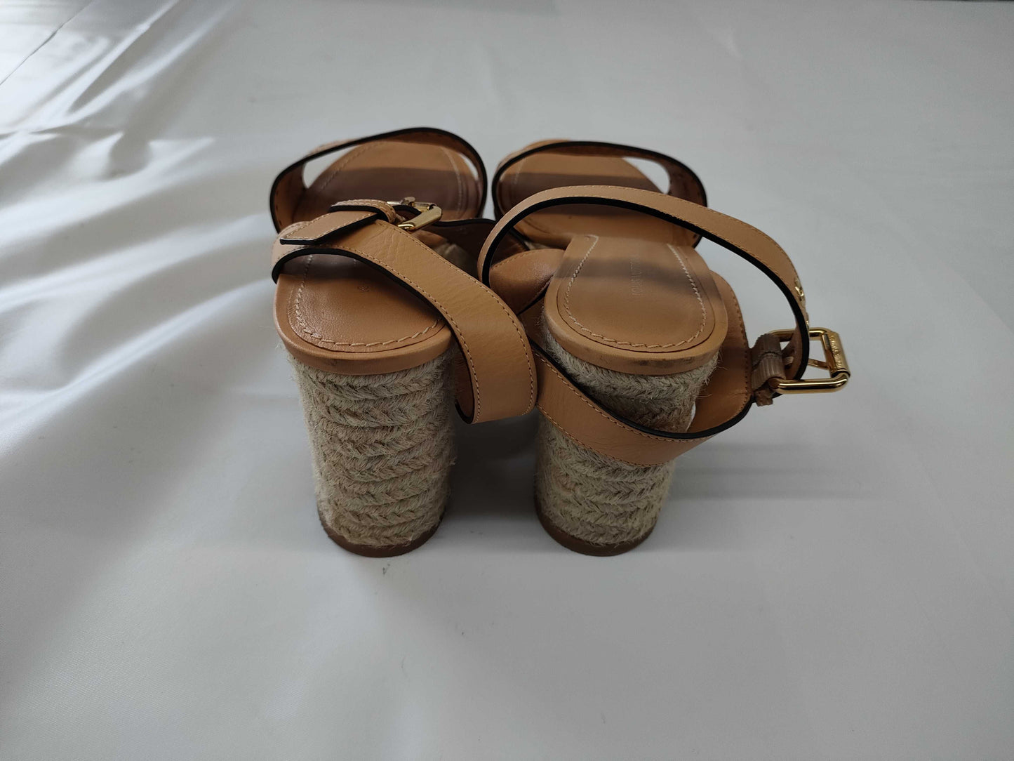 LOUIS VUITTON Horizon Line 2021 Leather Sandals, Women's, Beige, SC1211, Monogram Mahina, Size 38