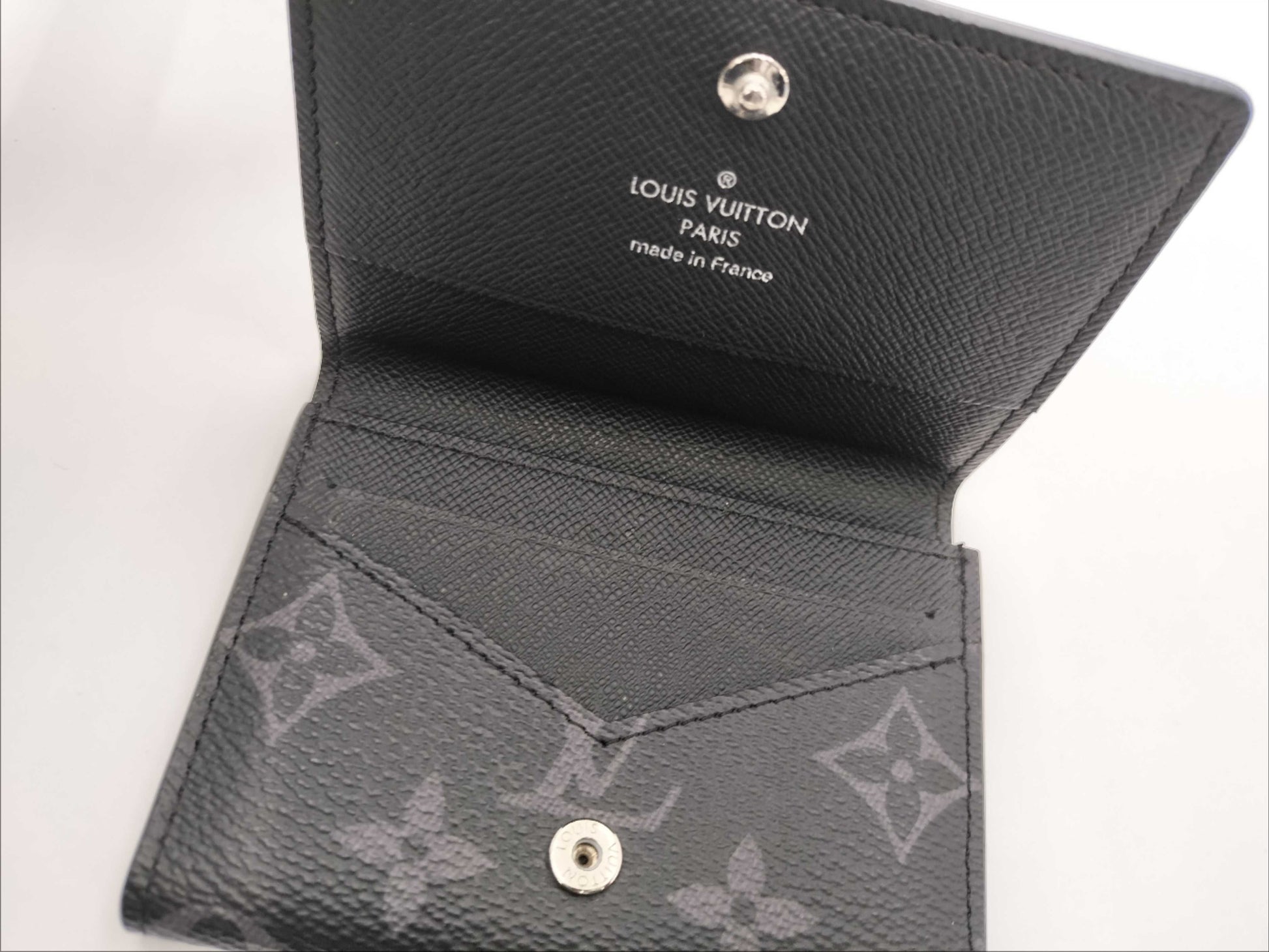 LOUIS VUITTON Envelope Carte de Visite Monogram Eclipse Business Card Case, Black Leather, M12874