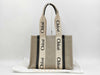 Chloe Woody Medium White Canvas Tote Bag