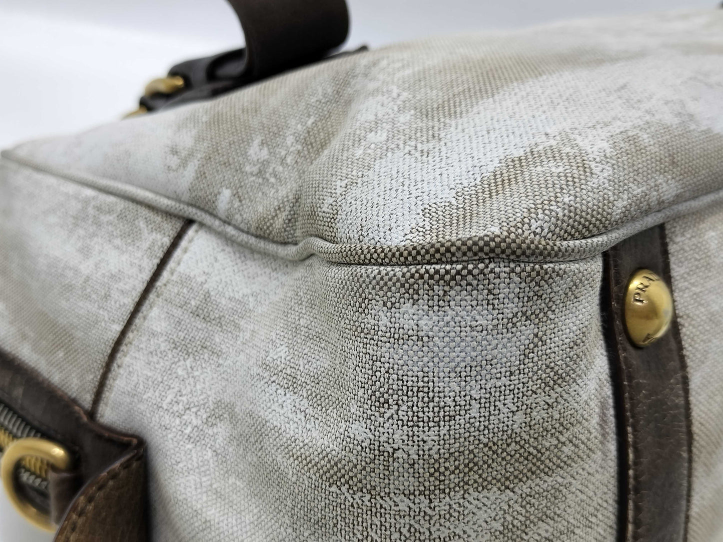 PRADA Prada Logo Jacquard Landscape Mini Boston Bag