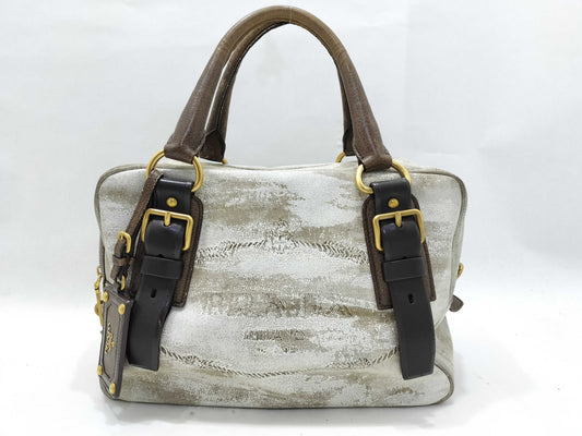 PRADA Prada Logo Jacquard Landscape Mini Boston Bag