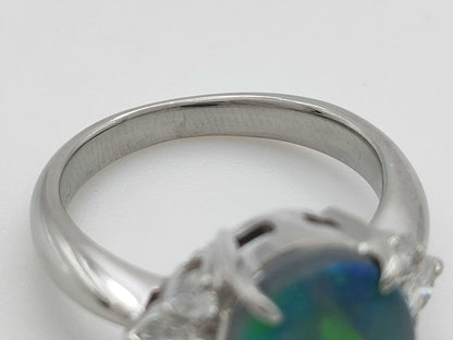 Black Opal 2.66ct D0.39ct PT900 6.7g Ring 
