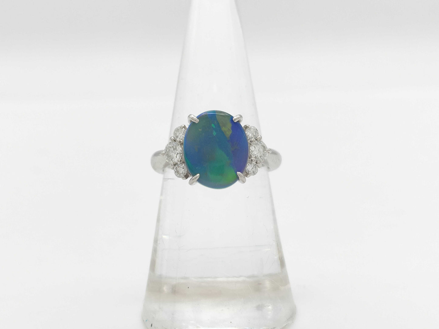 Black Opal 2.66ct D0.39ct PT900 6.7g Ring 
