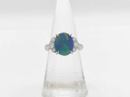 Black Opal 2.66ct D0.39ct PT900 6.7g Ring 