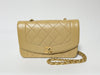 CHANEL Diana Beige Lambskin Matelasse Shoulder Bag with Seal