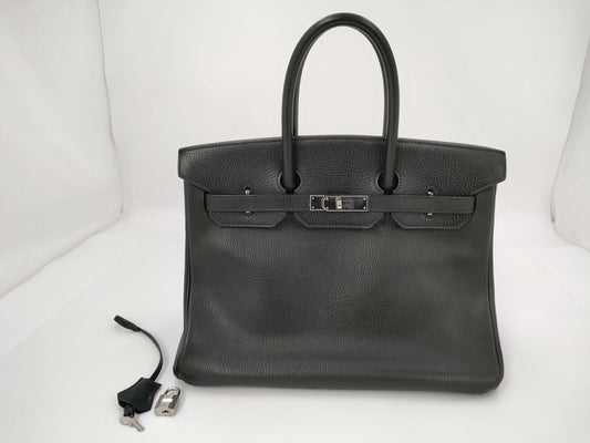 HERMES Birkin 35 Black with Silver Hardware, Handbag A