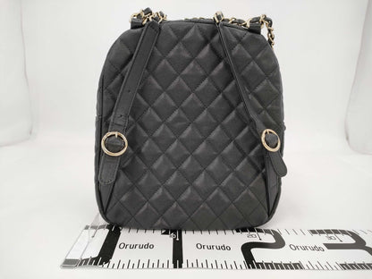 CHANEL Matelasse Backpack in Caviar Leather with Gold Hardware, Size 26