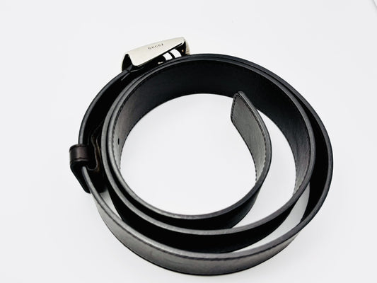 GUCCI 387031 Interlocking G Leather Belt 95/38 Brown Belt