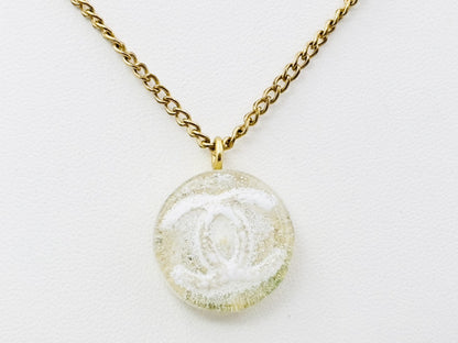 CHANEL Coco Mark Round Necklace 03A Resin Necklace
