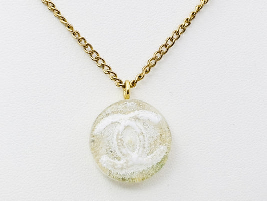 CHANEL Coco Mark Round Necklace 03A Resin Necklace