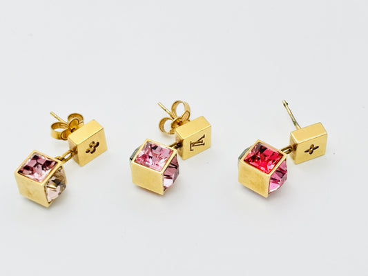 LOUIS VUITTON M66827 Boucle de Reuille Gamble Earrings 3-Piece Set Pink and Gold GL0113 Earrings