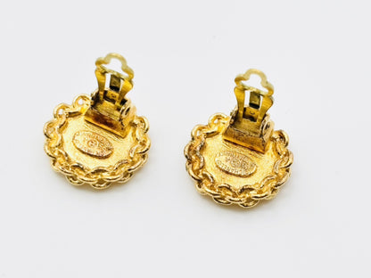 CHANEL Coco Mark Side Chain Round Earrings 95A Gold Earrings
