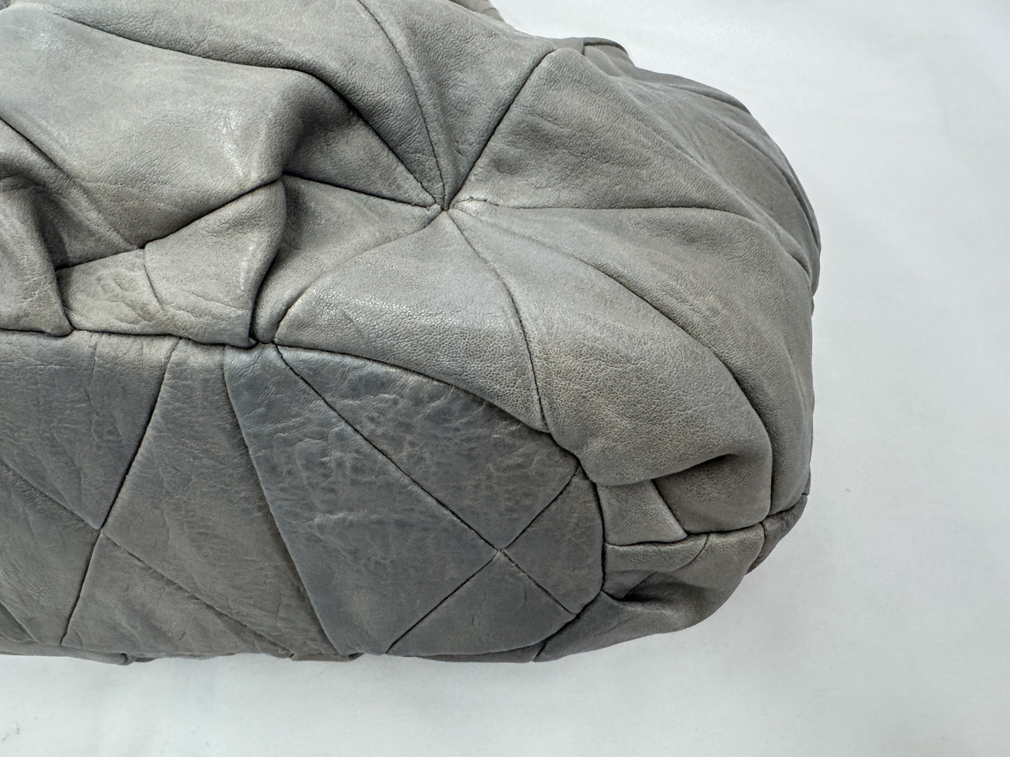 Miu Miu Logo Handbag Shoulder Bag Leather Gray 2-Way Bag Shoulder Bag