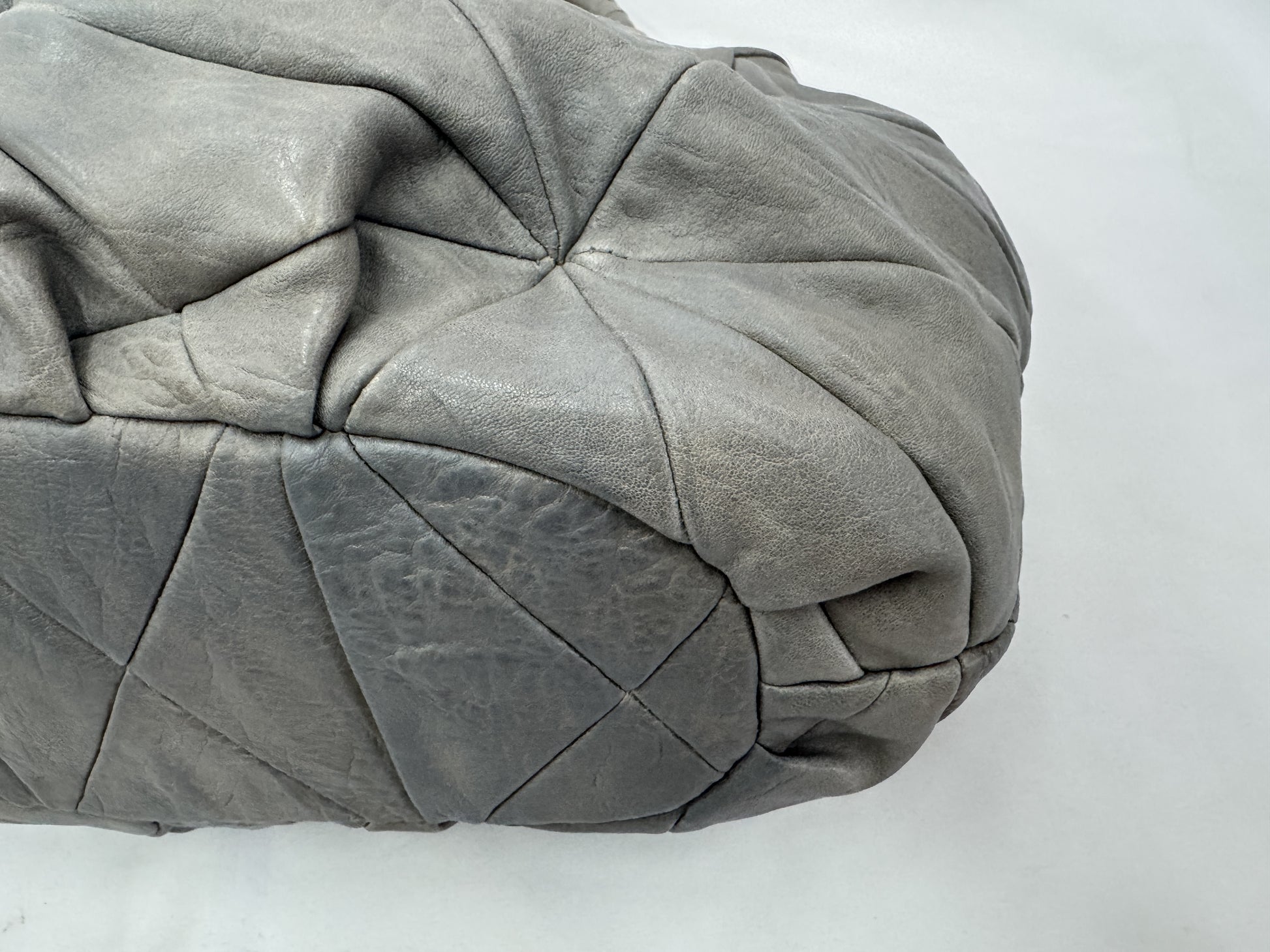 Miu Miu Logo Handbag Shoulder Bag Leather Gray 2-Way Bag Shoulder Bag