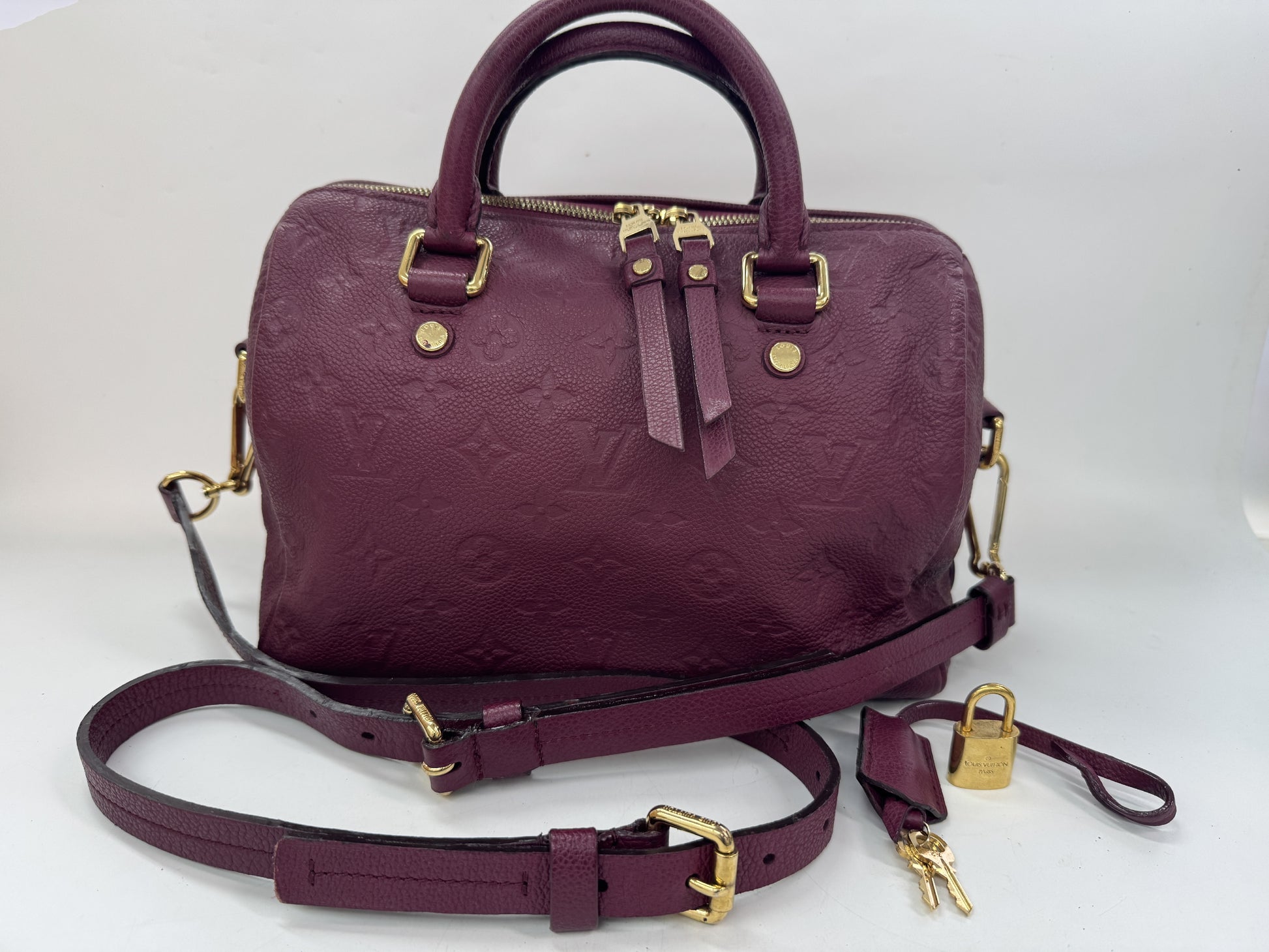 LOUIS VUITTON Speedy Bandouliere 25 with Aurore Shoulder Strap and Clochet Handbag