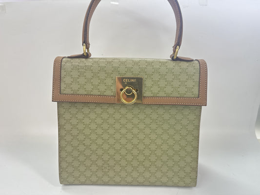 CELINE Macadam Top Handle Handbag with Gancini Hardware, PVC