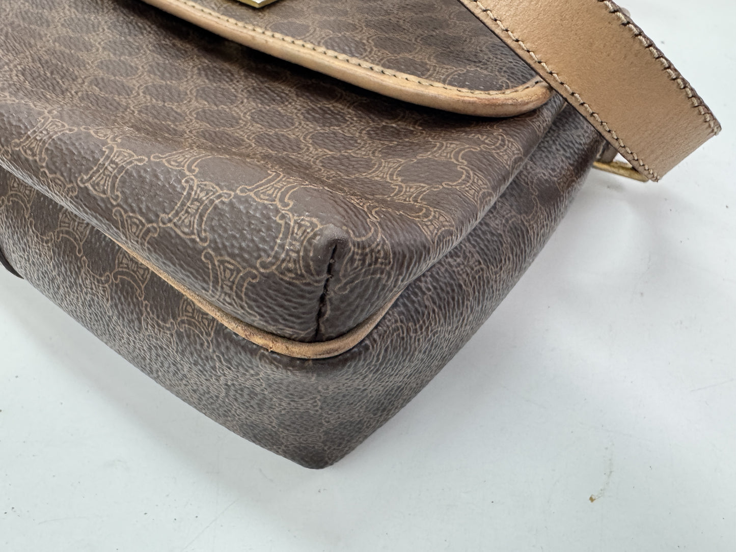 CELINE Macadam Leather Shoulder Bag