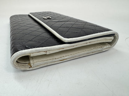 CHANEL Bicolor Caviar Tri-fold Long Wallet