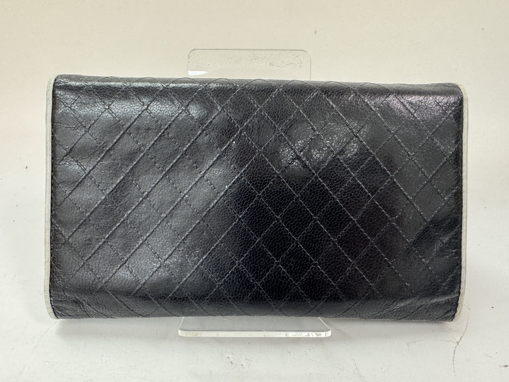 CHANEL Bicolor Caviar Tri-fold Long Wallet