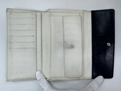 CHANEL Bicolor Caviar Tri-fold Long Wallet