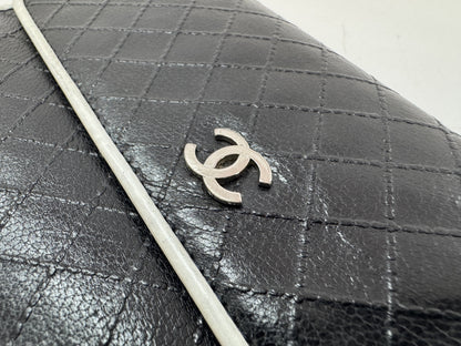 CHANEL Bicolor Caviar Tri-fold Long Wallet