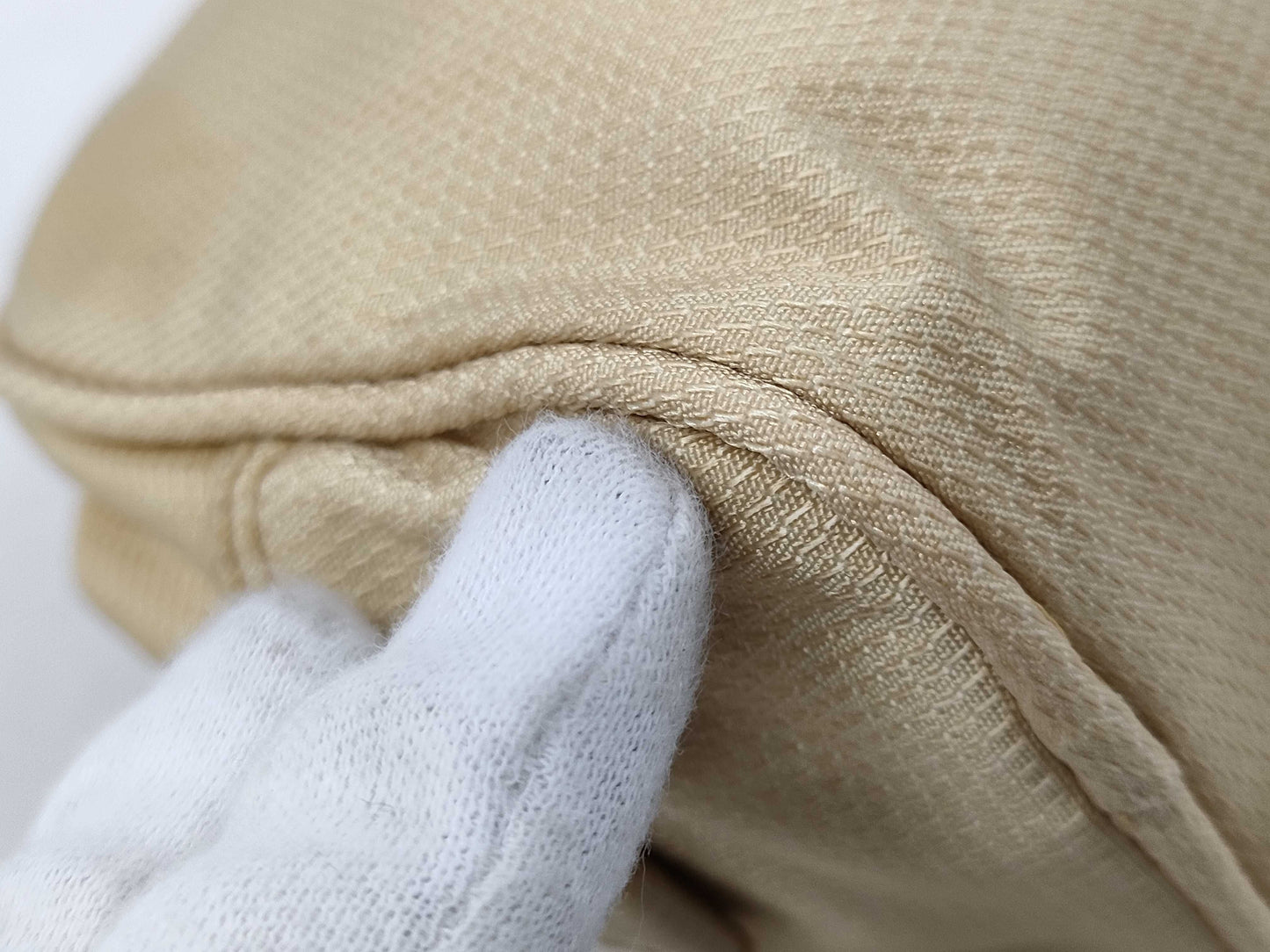 PRADA logo plate pouch, nylon, beige