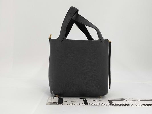 HERMES Picotin Lock 18 Black x Taurillon Clemence Leather x Gold Hardware x K Stamp Handbag