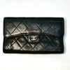 CHANEL Matlasse Lambskin Timeless Classic Tri-Fold Long Wallet Black 12545846