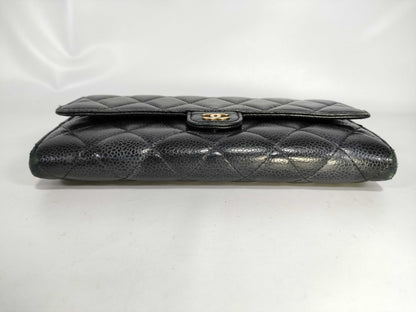 CHANEL Caviar Leather Matelasse Caviar Leather Long Wallet 25063581 Black Wallet