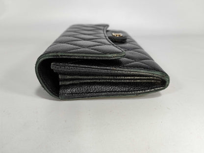 CHANEL Caviar Leather Matelasse Caviar Leather Long Wallet 25063581 Black Wallet