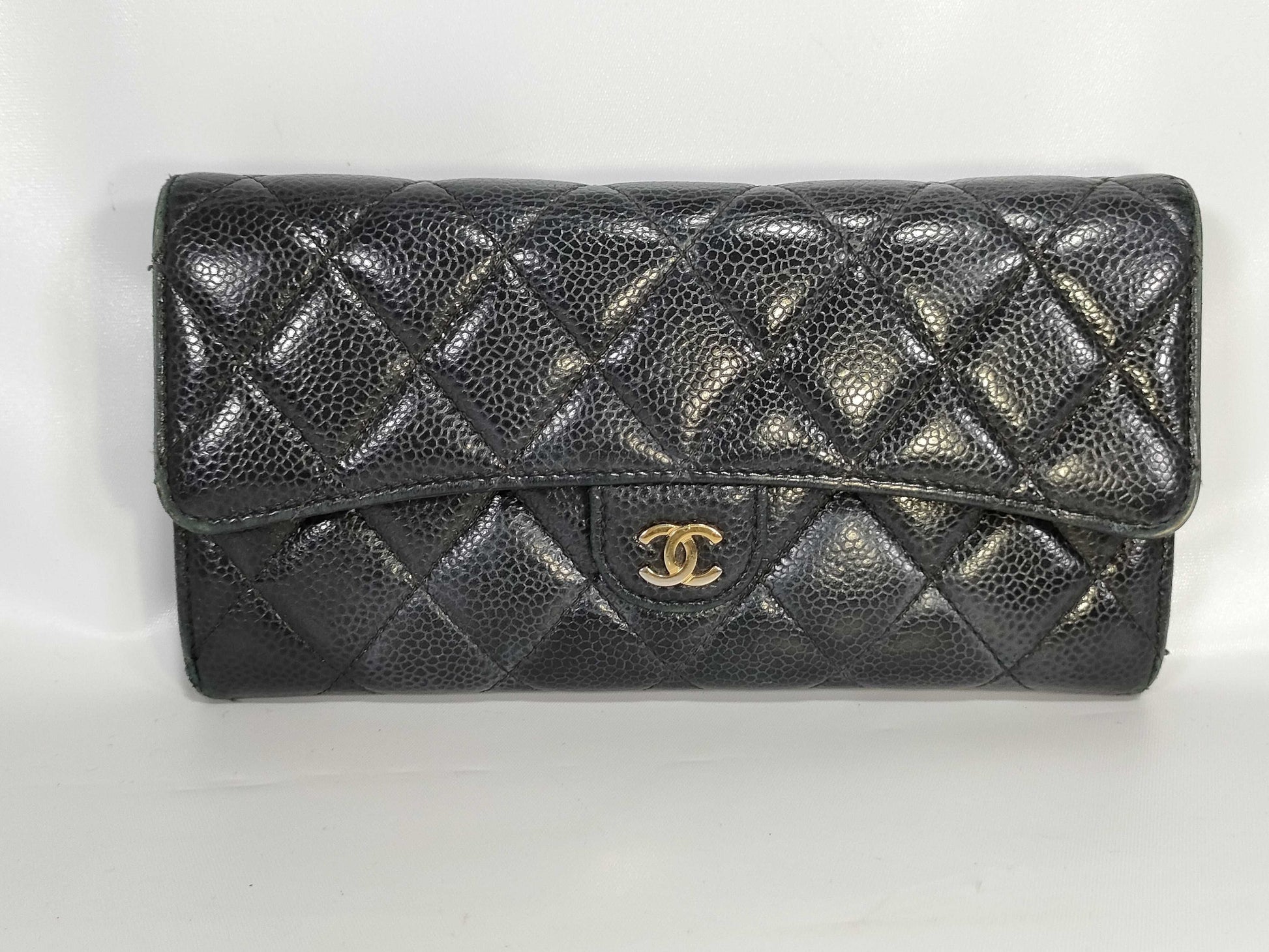 CHANEL Caviar Leather Matelasse Caviar Leather Long Wallet 25063581 Black Wallet