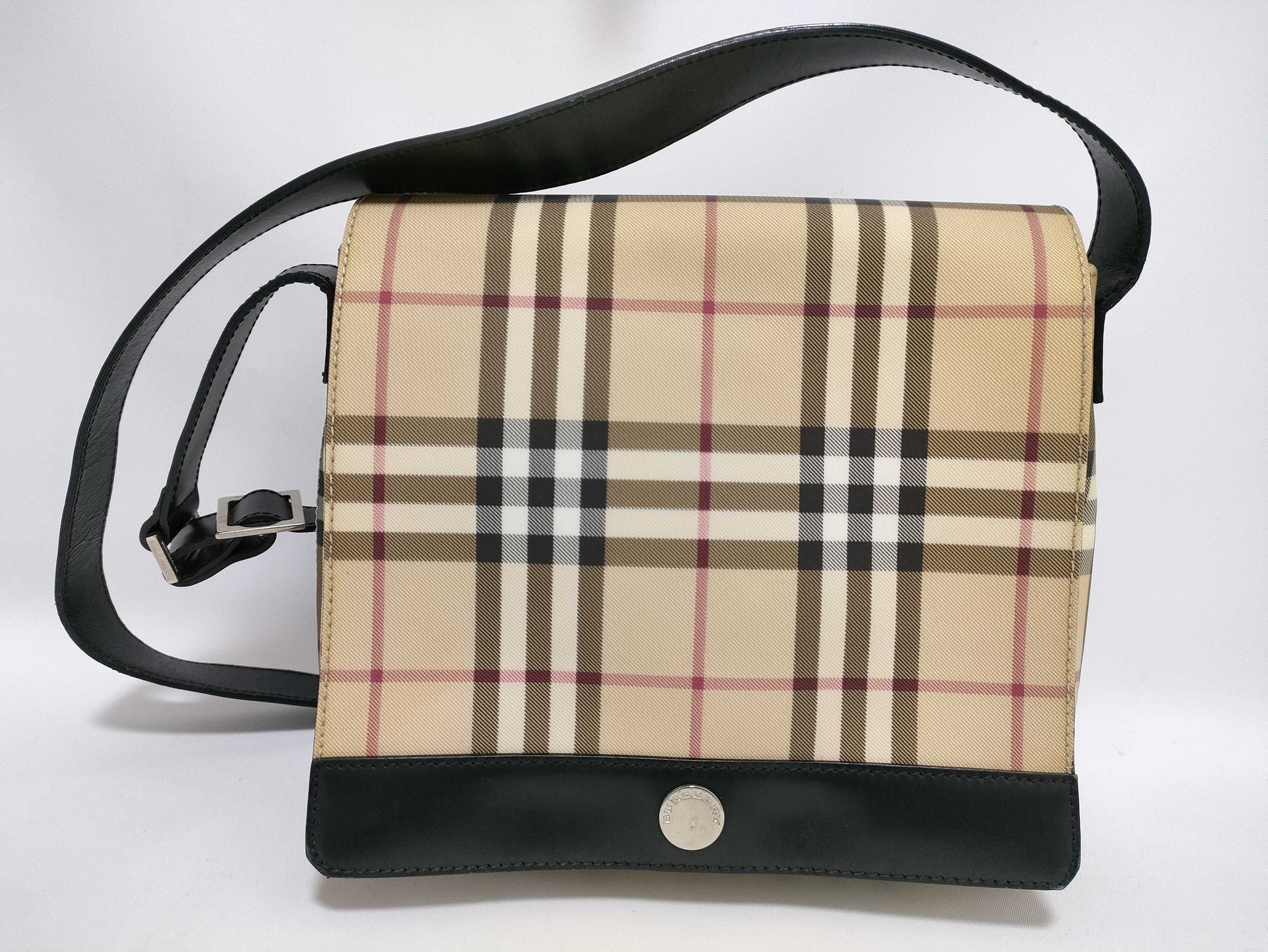 BURBERRY Nova Check PVC Shoulder Bag, Beige