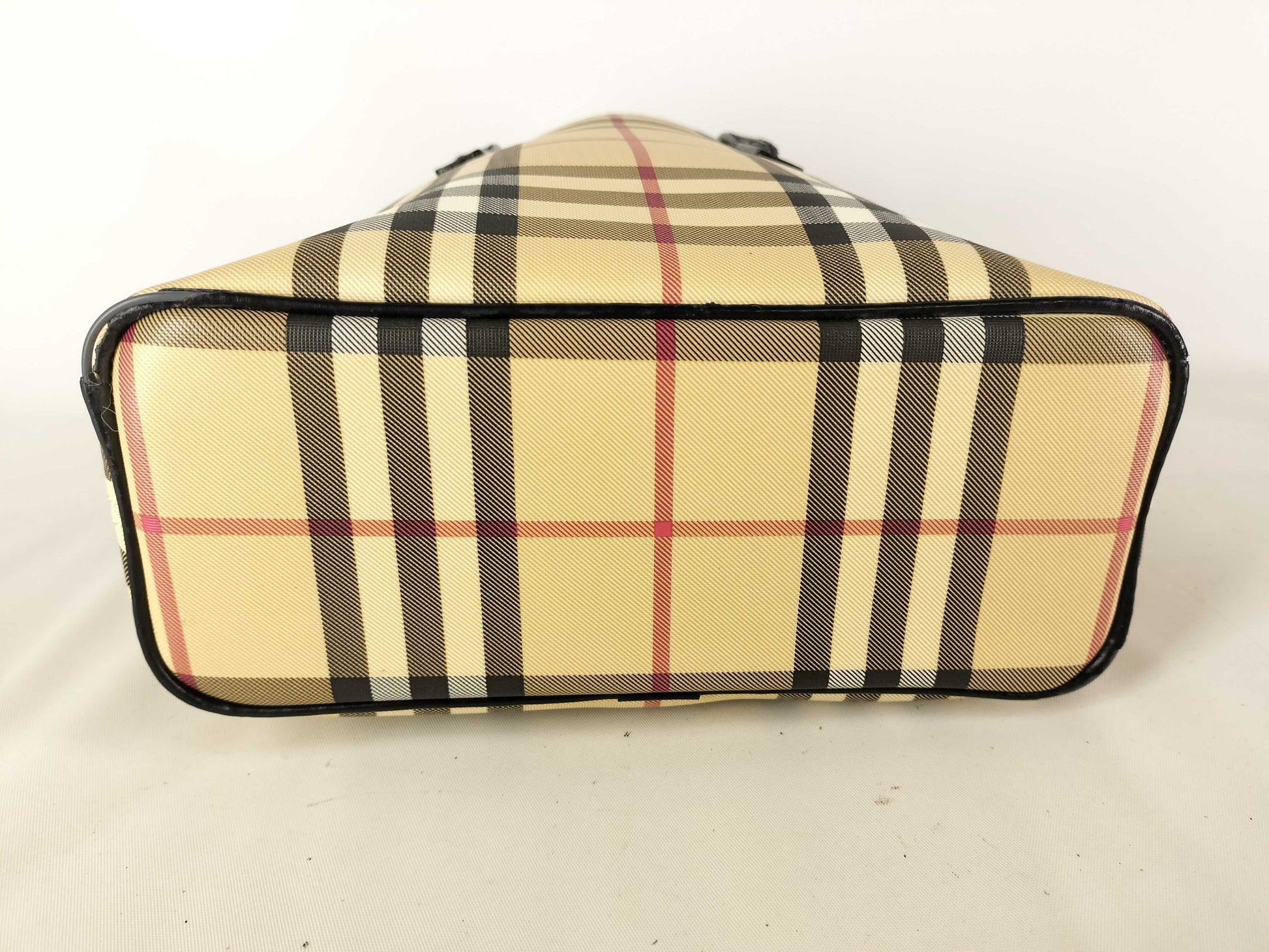 BURBERRY PVC x Leather Handbag Beige Tote Bag