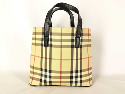 BURBERRY PVC x Leather Handbag Beige Tote Bag