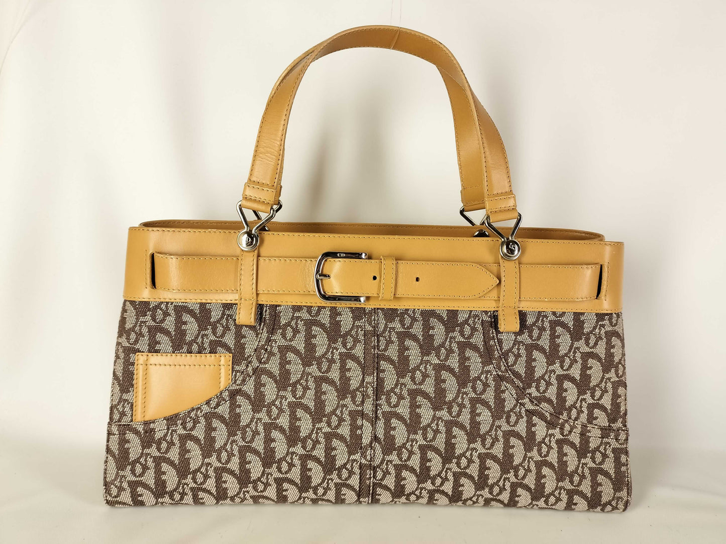 Dior Christian Dior Trotter Canvas and Leather Handbag BM-0042 Brown and Camel